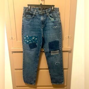 Lauren Ralph Lauren womens patchwork boyfriend ankle jeans, size 6
